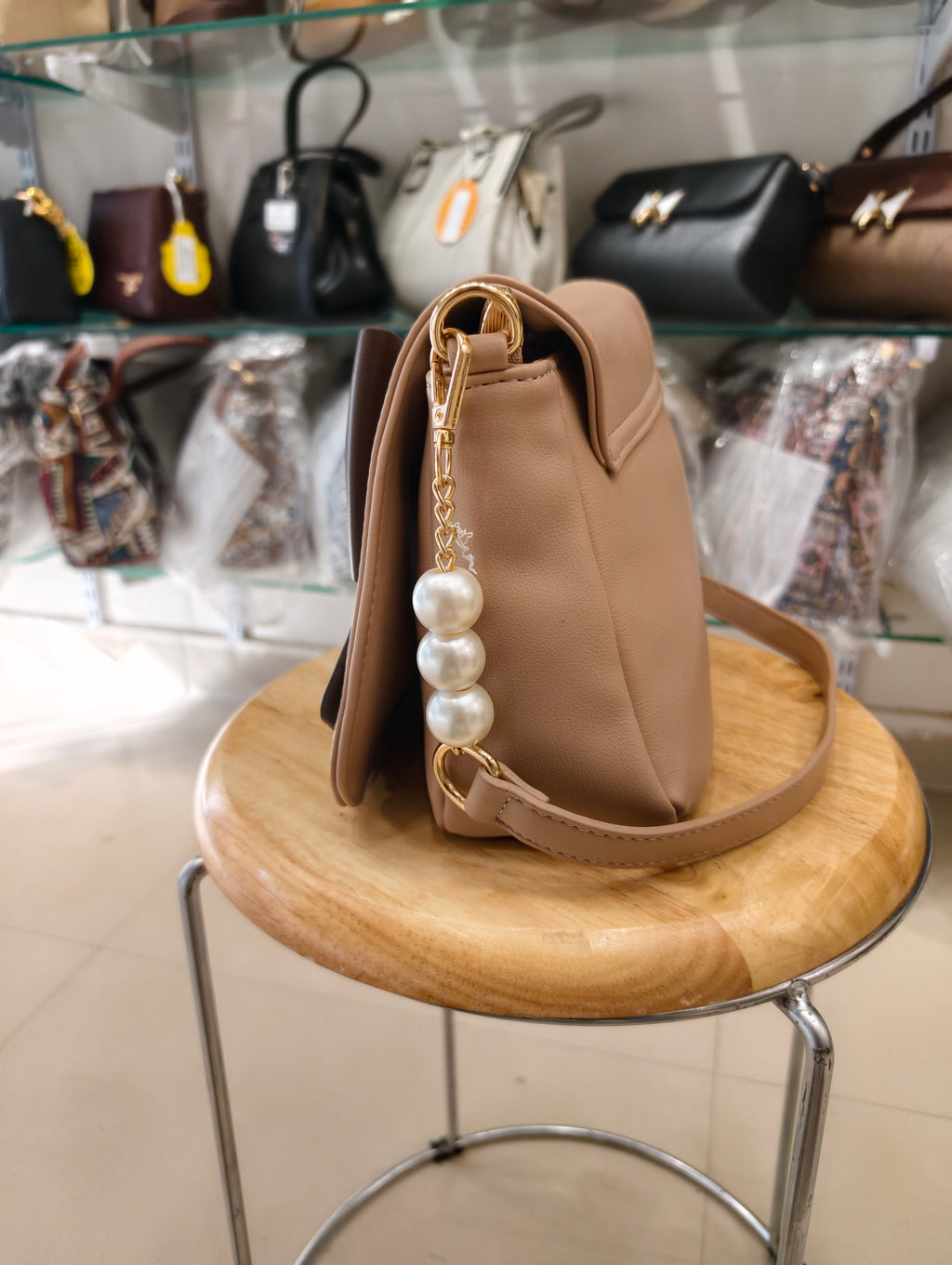 Elegant Bow Sling Bag for Women | Pearl Handle Stylish Handbag
