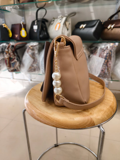 Elegant Bow Sling Bag for Women | Pearl Handle Stylish Handbag