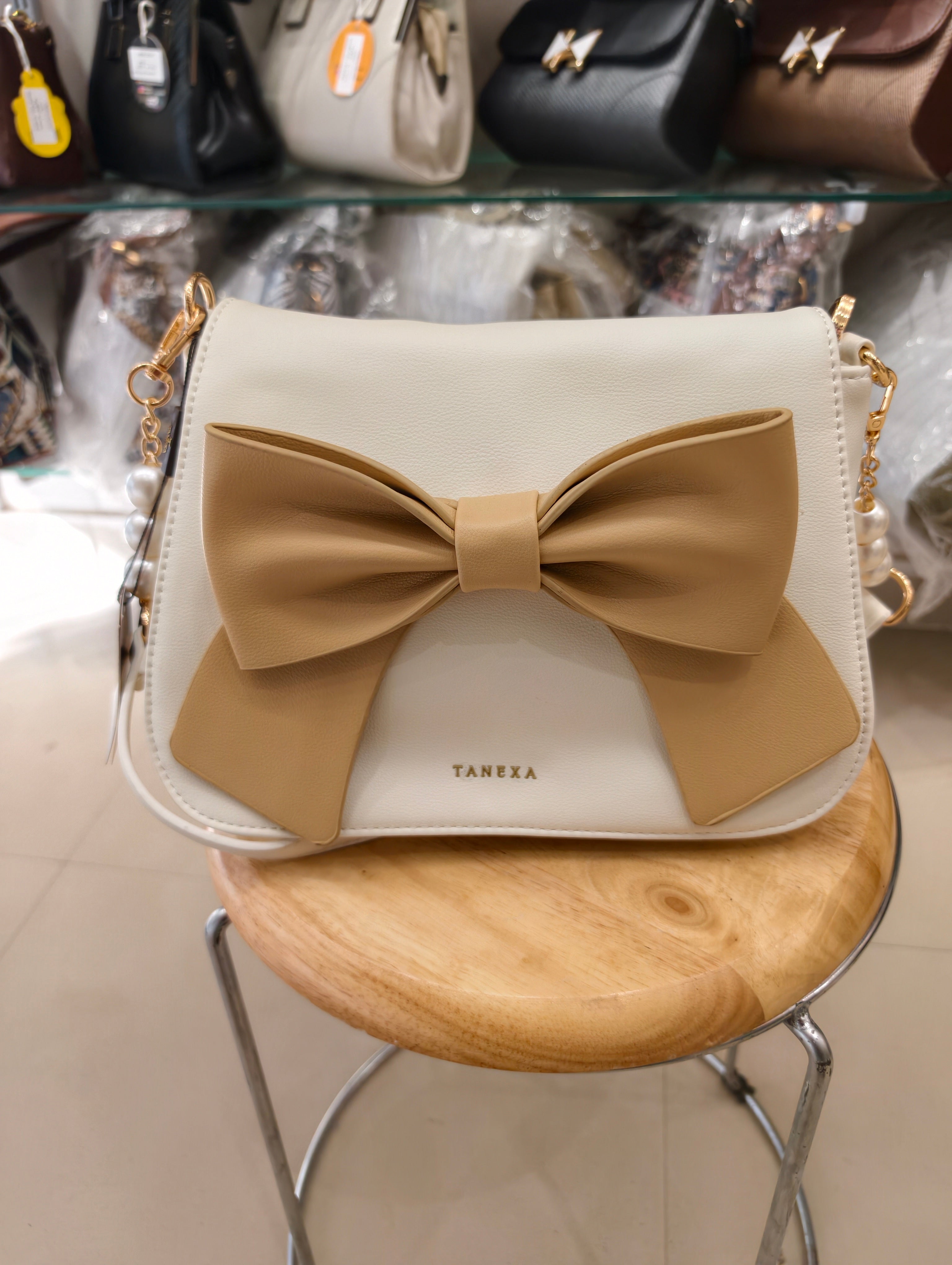 Elegant Bow Sling Bag for Women | Pearl Handle Stylish Handbag