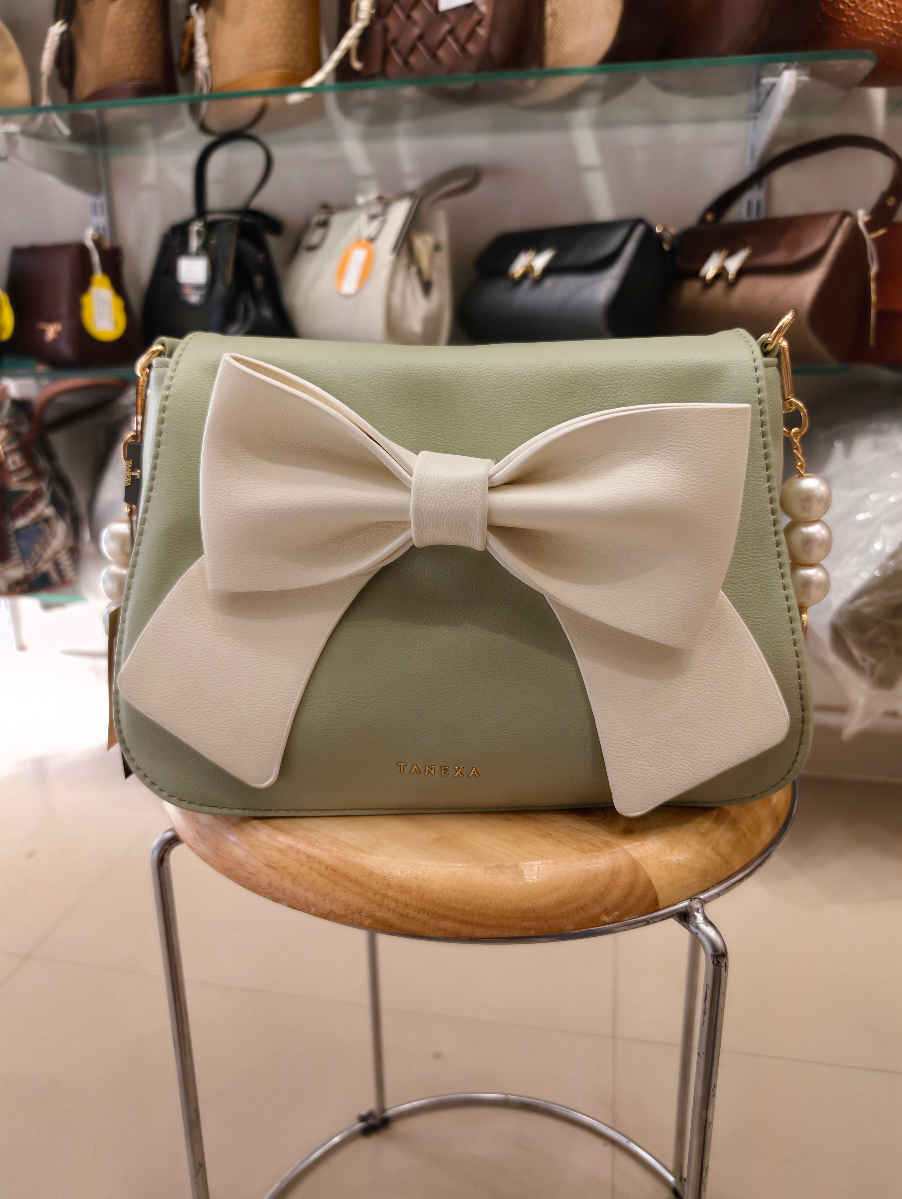 Elegant Bow Sling Bag for Women | Pearl Handle Stylish Handbag