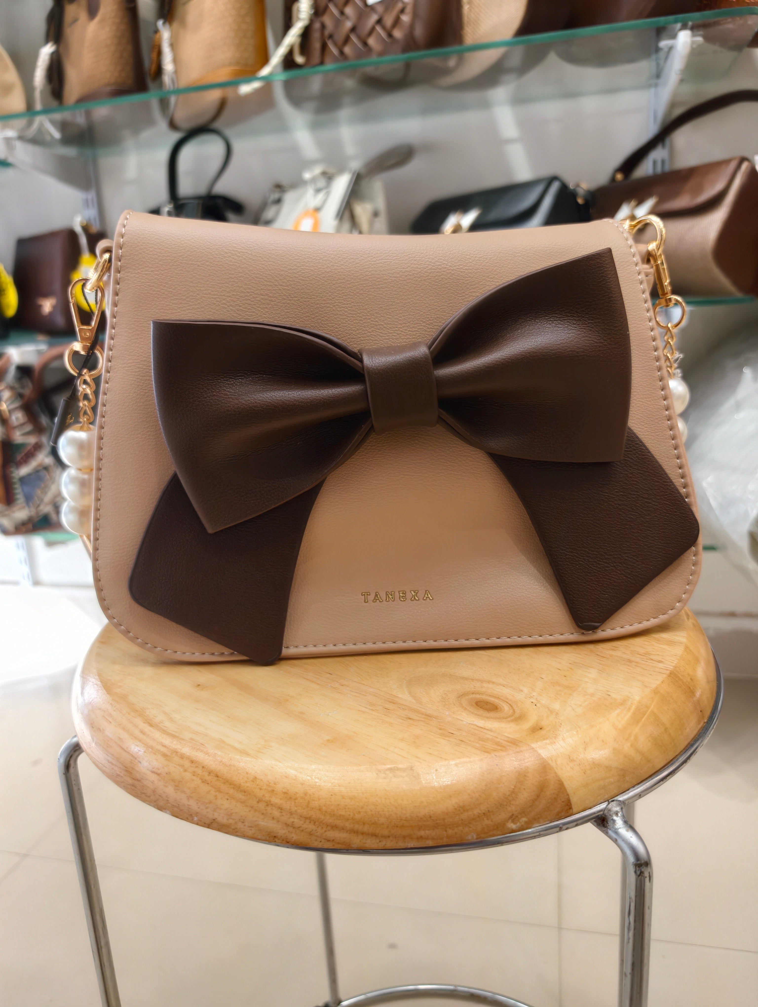 Elegant Bow Sling Bag for Women | Pearl Handle Stylish Handbag